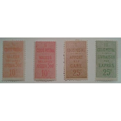 Lot 4 Timbres France 1892 Colis Postal Yvert Et Tellier N°6, 6a, 7 Et 8 Neufs*