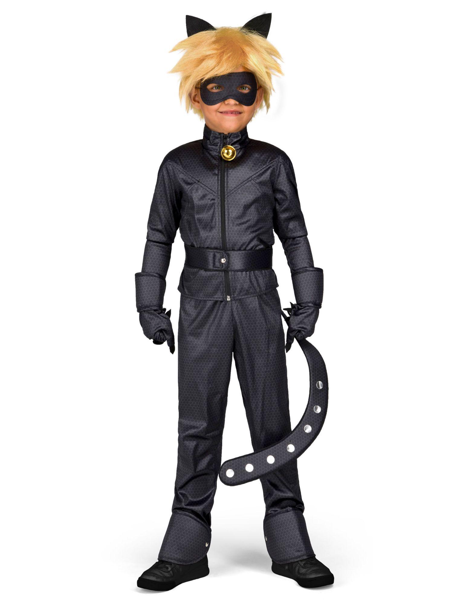 RUBIES - MIRACULOUS Officiel Chat Noir - Kit déguisement pour Enfants avec  un Top Manches Longues + Masque Noir + Serre Tête Oreilles de Chat. Pour se  transformer en Chat Noir 