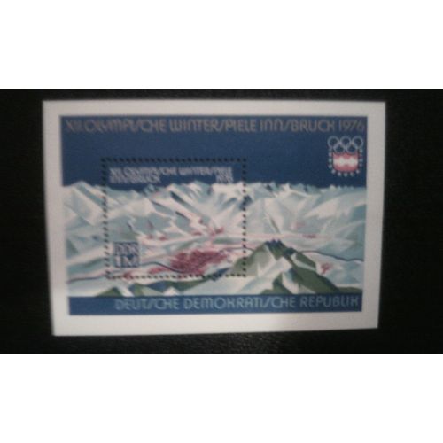 Timbre Allemagne - République Démocratique (Ddr) ( Yt Bf 38 ) 1975 Jeux Olympiques D'hiver 1976, Innsbruck