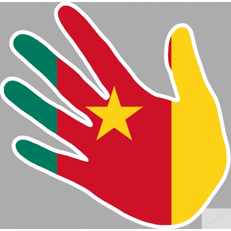 Autocollants : Drapeau Cameroun Main