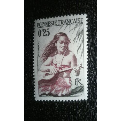 Timbre Polynésie Française ( Yt 02 ) 1958 Joueur De Guitare