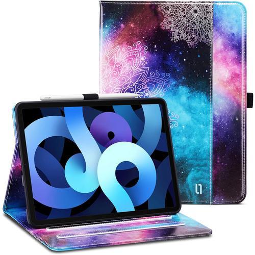 Coque Ipad Ipad Air 5 2022 Avec Porte Stylet Porte Carte, Étui Housse Ipad Air 4 Protection En Cuir Pu Folio Support, Veille/Réveil Automatique Coque Pour Ipad Air 4/5 Ème 10,9 Pouces, Mandala