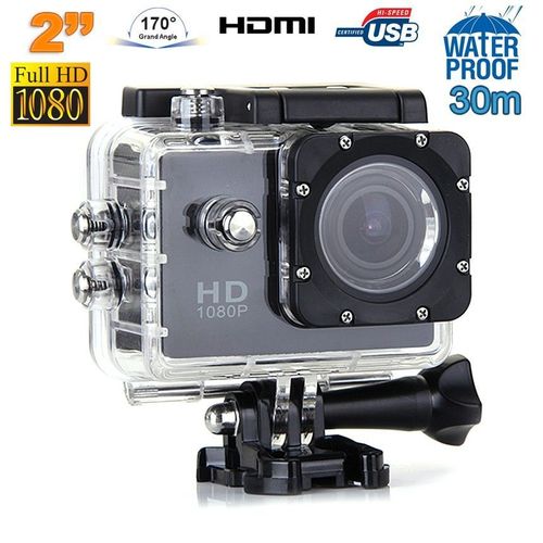 Caméra Sport Étanche 30M Caméra Action Grand Angle Photo Vidéo HD 1080P Noir + SD 4Go YONIS