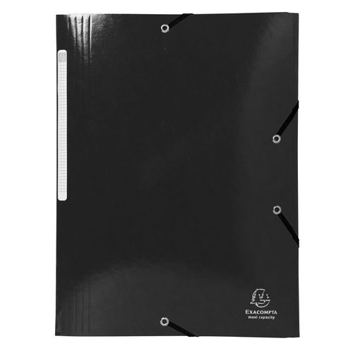 Exacompta Chemise 3 Rabats Élastiques Max Capacité Iderama Carte Pelliculée 425g Noir