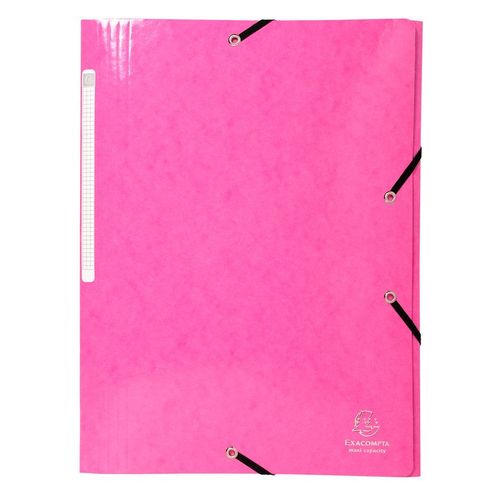 Exacompta Chemise 3 Rabats Élastiques Max Capacité Iderama Carte Pelliculée 425g Rose
