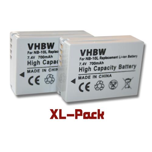 vhbw 2 x batteries Li-Ion Set 700mAh (7.4V) pour Canon PowerShot G3x comme NB-10L.