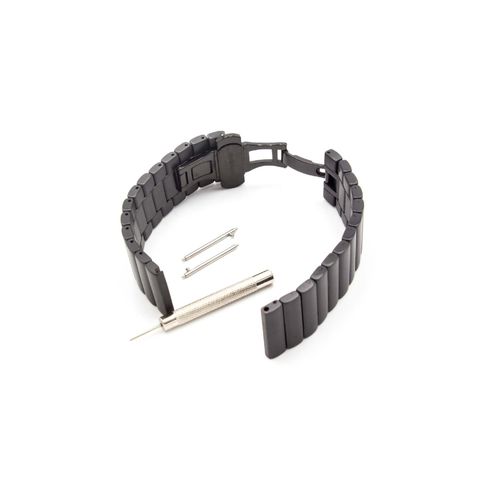 Vhbw Bracelet Compatible Avec Pebble 2 Watch, Time, Time Steel, Watch Montre Connectée - 19cm Acier Inoxydable Noir