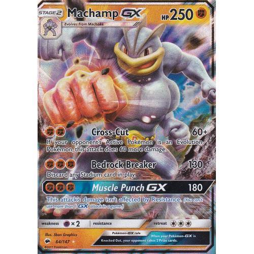 Carte Pokemon - Machamp Gx ( Mackogneur Gx ) - 64/147 - Ultra Rare - Soleil Et Lune 3 - Ombres Ardentes - Version Anglaise -