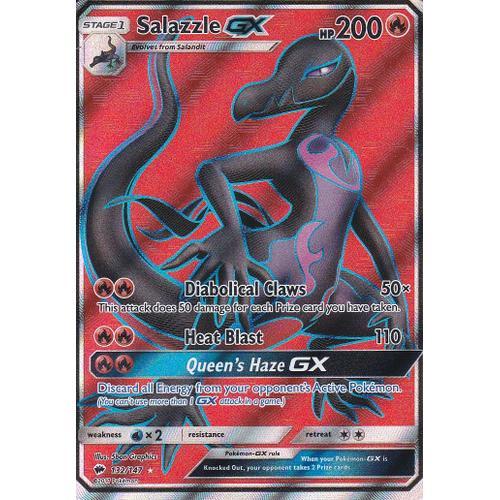 Carte Pokemon - Salazzle Gx ( Malamandre Gx ) - 132/147 - Ultra Rare Full Art - Soleil Et Lune 3 - Ombres Ardentes - Version Anglaise -