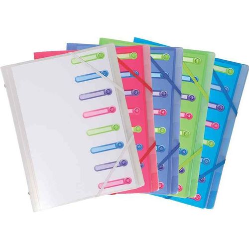 Exacompta 56189e Trieur Polypro Translucide Avec Chemise 3 Rabat En Fin De Trieur 8 Compartiments Coloris Assortis