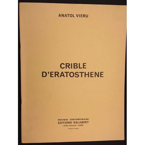 Crible D'ératosthène D'anatol Vieru Pour Quintette Cl, Vn, Va, Vc, P°