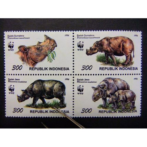 Indonésie 1996 Wwf Protection Des Animaux En Extinction Rhinocéros Yvert Nº 1474 / 77 ** Mnh