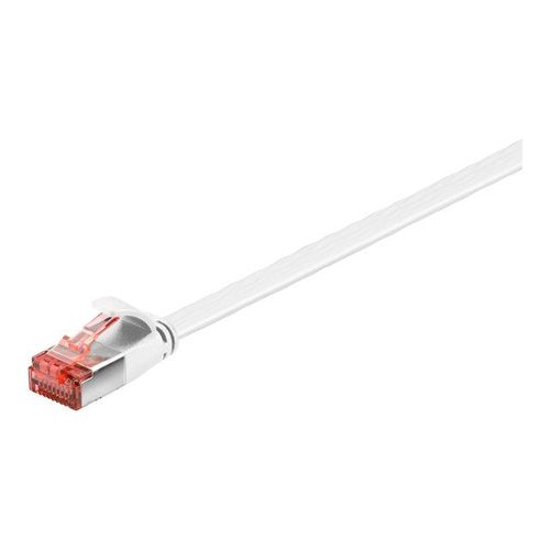 goobay - Cordon de raccordement - RJ-45 (M) pour RJ-45 (M) - 10 m - U / FTP (Paire torsadée blindée) - CAT 6 - moulé, sans crochet, plat - blanc