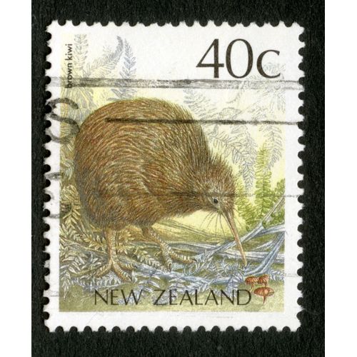 Timbre Oblitéré New Zealand, Brown Kiwi, 40 C
