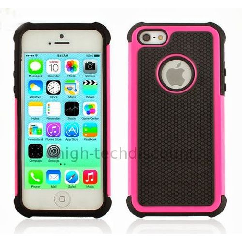 Housse Etui Coque Anti Choc Rigide Pour Apple Iphone 5c + Film Ecran - Rose