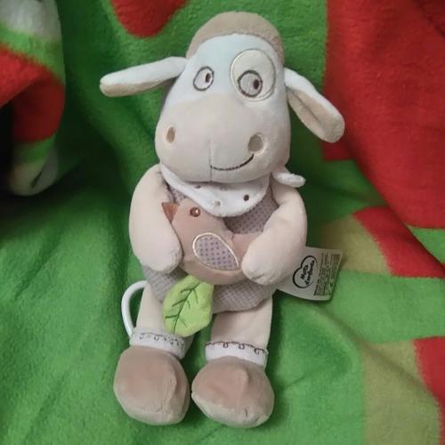 Doudou Musical Peluche Musicale Mouton Mots D'Enfants Leclerc Oiseau Dans Les Pattes Marron Beige /Crème/ Écru Vert Jouet Eveil Bebe Naissance