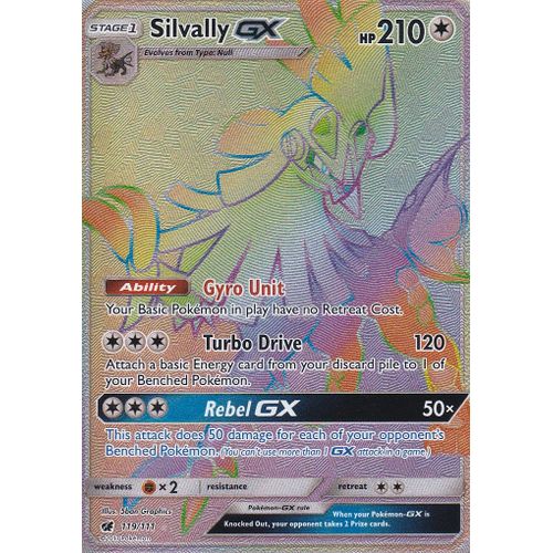 Carte Pokemon - Silvally Gx ( Silvallie Gx ) - 119/111 - Secrete Rare - Soleil Et Lune 4 - Invasion Carmin - Version Anglaise -