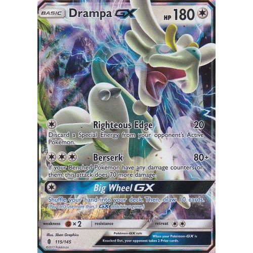 Carte Pokemon - Drampa Gx ( Draïeul Gx ) - 115/145 - Ultra Rare - Soleil Et Lune 2 - Gardiens Ascendants - Version Anglaise -