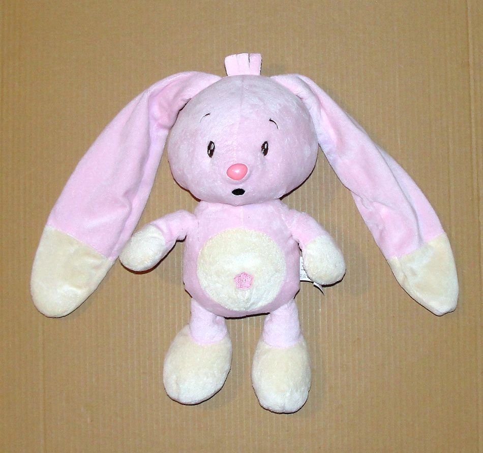 Grand Doudou Lapin Longues Oreilles Baby Bebe Rose Creme Ecru Blanc Fleur Peluche Auchan Rakuten