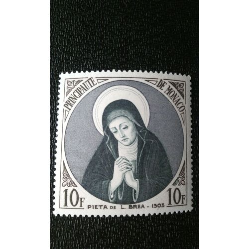 Timbre Monaco ( Yt 438 ) 1955 Pietà Du Prêtre Teste, Peinture De Ludovic Bréa