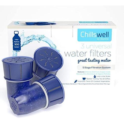 Chillswell Lot de 3 filtres à eau en carbone sans BPA.