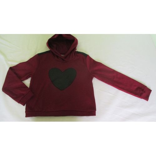 Pull / Sweat À Capuche Bordeaux &#34 Coeur &#34 16 Ans