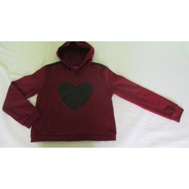 Pull / Sweat À Capuche Bordeaux &#34 Coeur &#34 16 Ans
