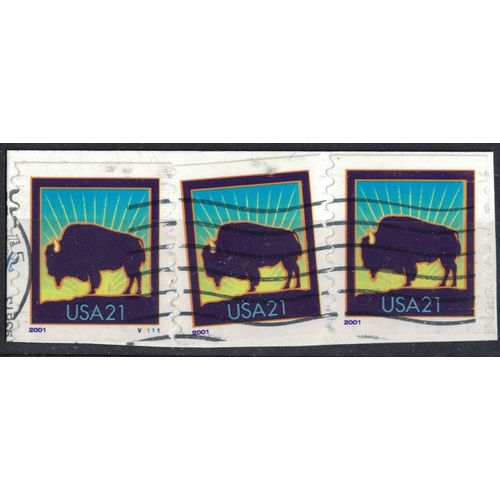 Etats Unis 2001 Lot 3 Oblitérés Used American Buffalo Américain Bison Su