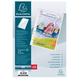 Exacompta Sachet De 10 Pochettes Perforées Ouverture Haut Et Côté Polypro Lisse 6/100e A4