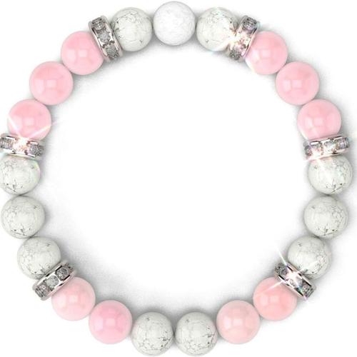 Bracelet Quartz Rose Femme Cristal De Quartz Rose + Lave Blanche Aromathérapie Klb