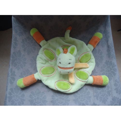 Cheval Doudou Plat En Peluche Rond Vert 36 Cm Kimballo