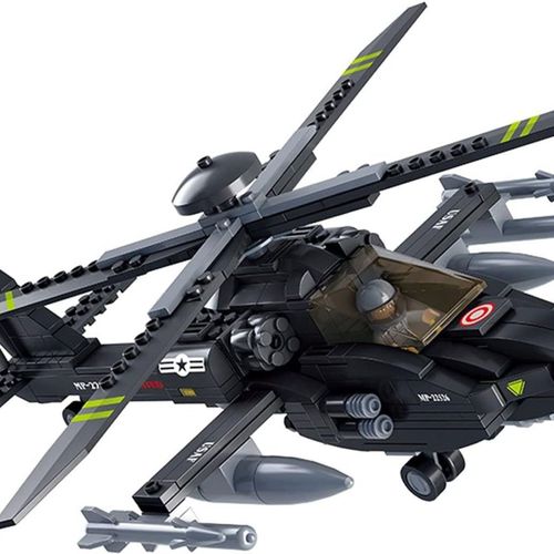 Jouet En Brique Militaire - Hélicoptère Apache Ah-64 Klb