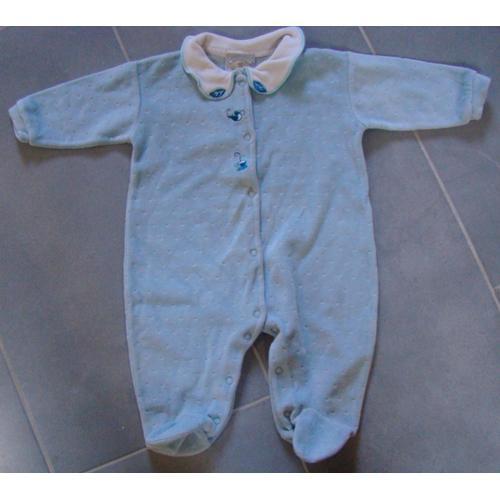Pyjama Kitiwatt Velours 6 Mois Bleu