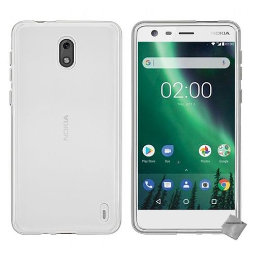 Housse Etui Coque Pochette Silicone Gel Fine Pour Nokia 2 + Film Ecran - Blanc Transparent