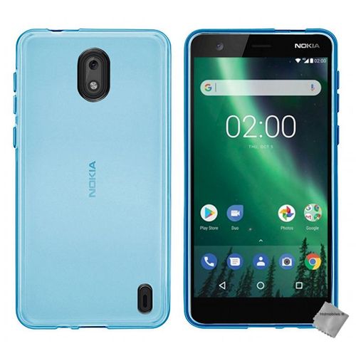 Housse Etui Coque Pochette Silicone Gel Fine Pour Nokia 2 + Verre Trempe - Bleu