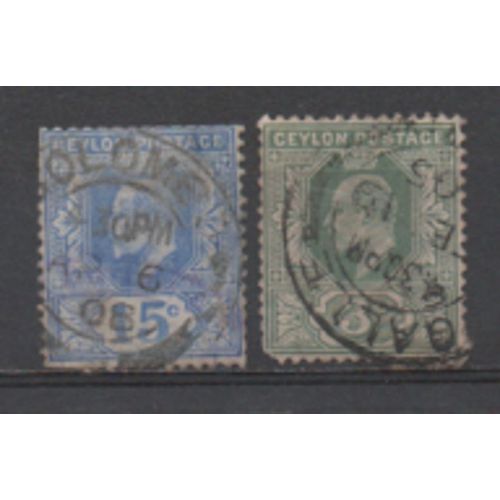 Ceylan 1908/1911: Lot De 2 Timbres De Valeurs Faciales 3c Et 15c.