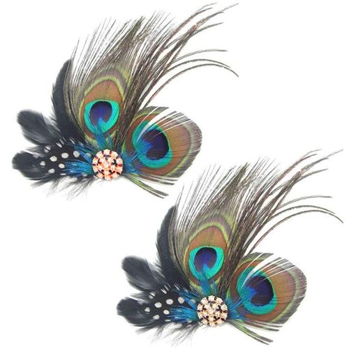 Pinces À Cheveux En Plumes De Paon, 2 Pièces, Épingles À Cheveux, Robe De Soirée, Coiffure Klb