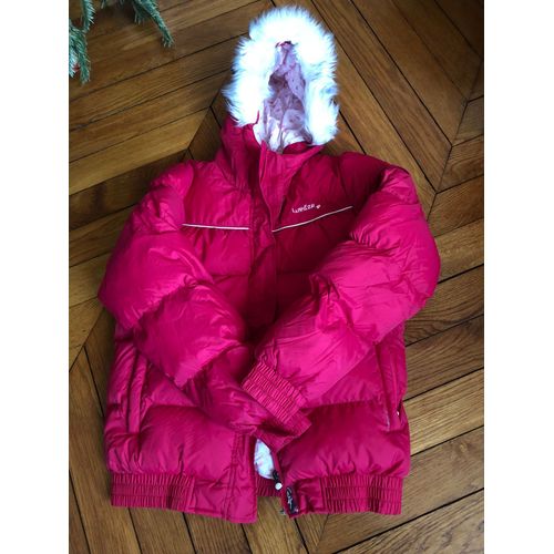 Doudoune Wed'ze Polyamide 14 Ans Rose Capuche Fourrure Blanche