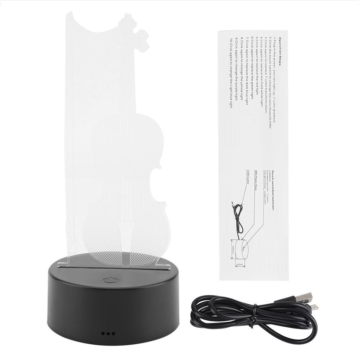 Veilleuse Abs Support De Base Violoncelle Forme Lampe Tactil...