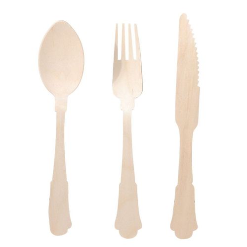 Ensemble De Couverts Jetables En Bois, Couteaux, Fourchettes, Cuillères, Anniversaire Klb