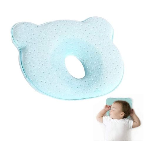Oreiller Bébé, Oreiller Bébé Contre Tête Plate, Orthopédique Bleu Bébé Klb