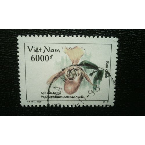 Timbre Vietnam ( Mi 2924 ) 1998 Helen Orchidée En Forme De Chaussure (Paphiopedilum Helenac Aver.)