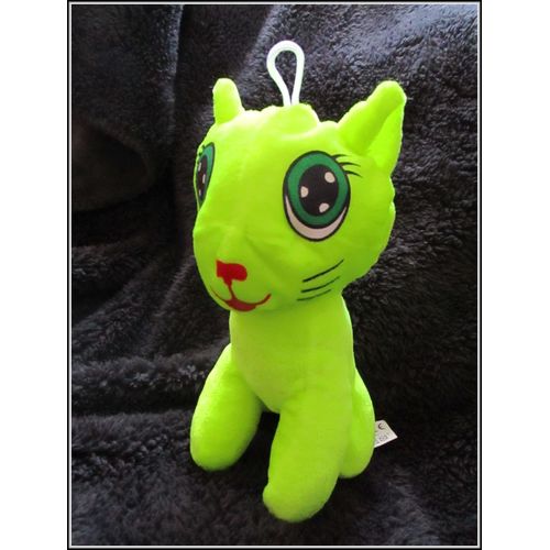 Doudou Peluche Chat Jaune Fluo - Env. 19/20 Cm - Sandy