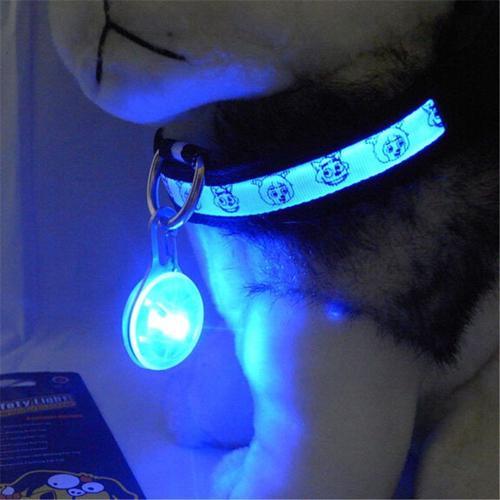 Pendentif Bleu Led Lumineux Collier Médaille Clignotant Coloré Pour Chien Chat