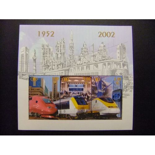 Belgica Belgique 2002 50 Ans De Jonction Nort-Midi Trains Yvert Bloc 2 ** Mnh