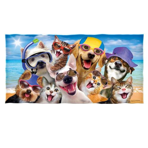 Serviette De Plage Drôle Pour Chien Et Chat, 75x150cm, Serviette De Piscine, Super Chien, Selfie Klb