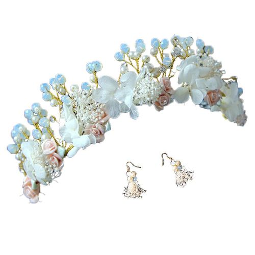 Serre-Tête De Fille De Fleur, Guirlande De Fleurs De Perles, Bandeau De Mariée Klb