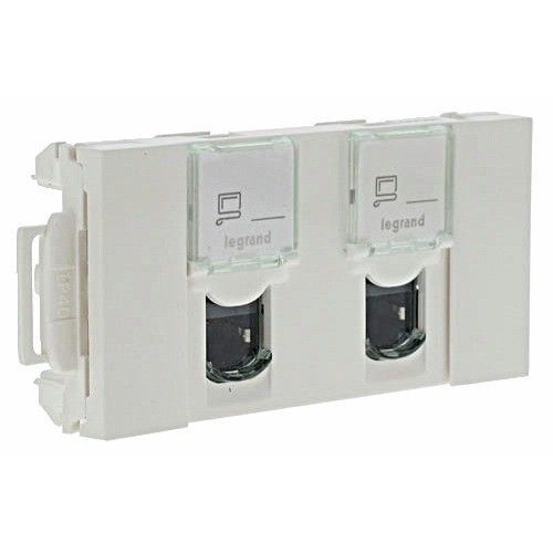 Double prise RJ45 C5E FTP - pour goulotte à clippage direct - 3 modules - blanc - Mosaic LEGRAND