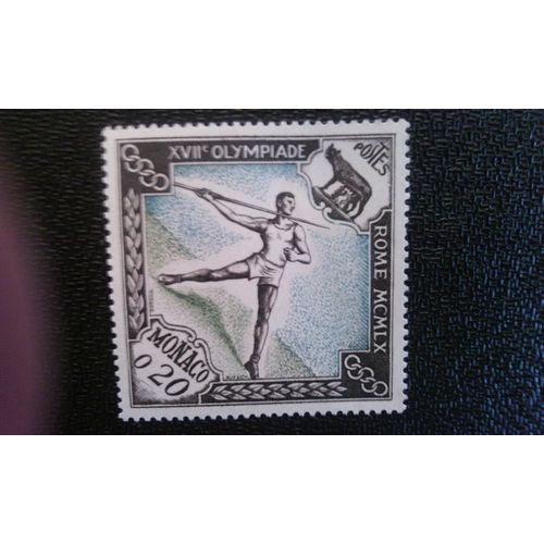 Timbre Monaco ( Yt 535 ) 1960 Lancer Du Javelot Jeux Olympiques Rome Et Squaw Valley