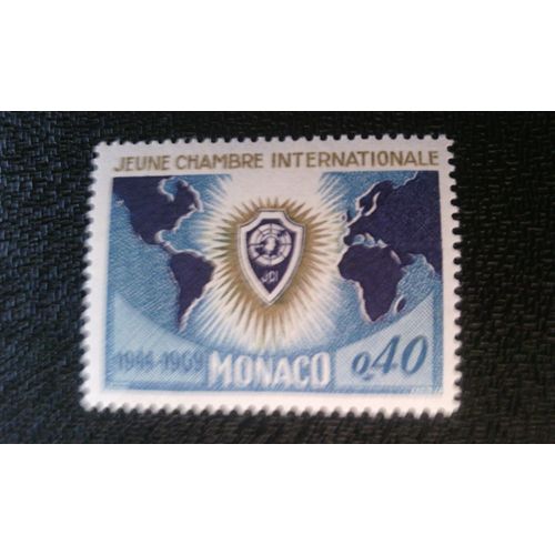 Timbre Monaco ( Yt 808 ) 1969 Emblème De La Chambre De Commerce, Carte Du Monde